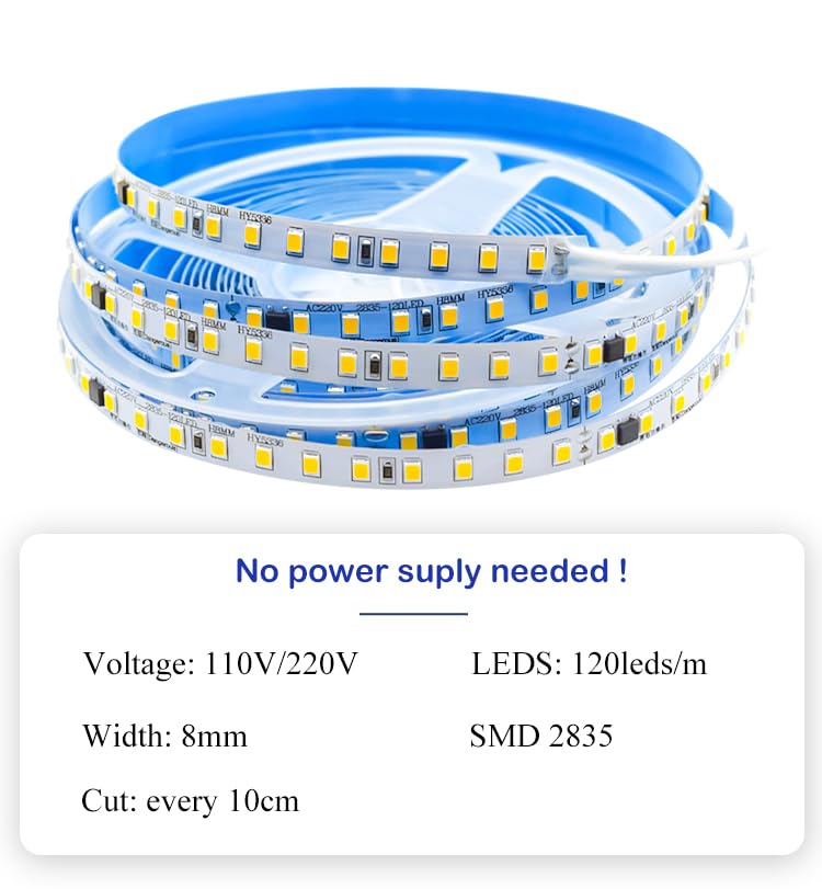 Cinta LED flexible 16.4 ft 120 leds/m blanco natural miniatura 5