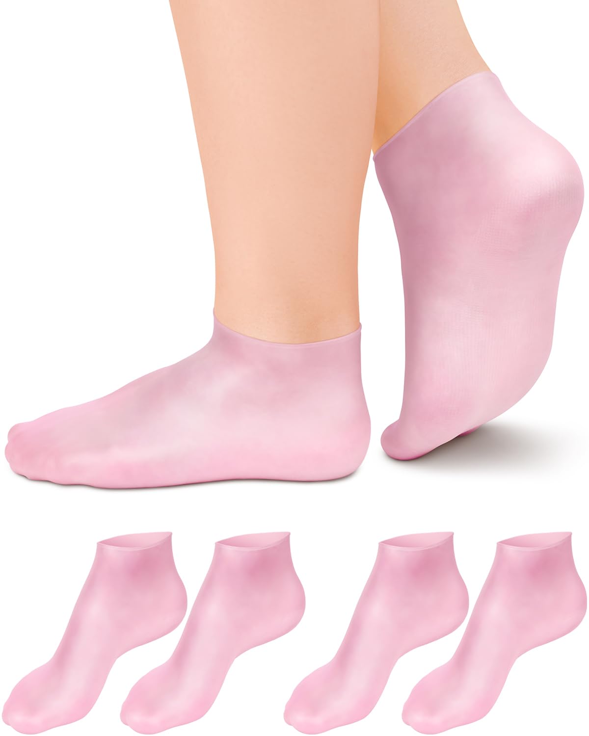 DLMDLM 2 Pairs Silicone Socks for Dry Cracked Feet, XL Moisturizing Socks for Women and Men, Foot Spa Pedicure Silicone Socks for Cracked Heels and