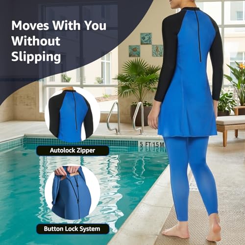 Image of Amazon Brand: Symactive - Swimming Suit for Women 2 Piece Swim Suit Set Full Body Swimming Costume for Woman Stretchable Fit Swimwear for Ladies