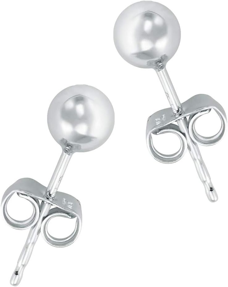 14k White Gold Bead Ball Stud Earrings