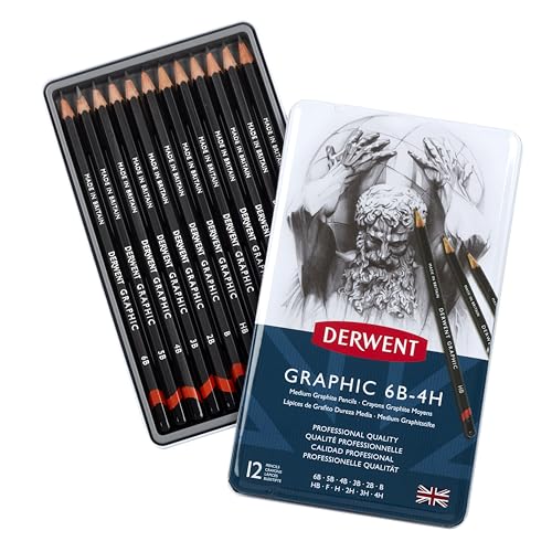 Derwent Graphic Drawing Pencils, Medium, Metal Tin, 12 Count (34214)