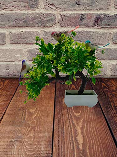 Dekorly Artificial Plants With Cute Beautiful Colorful Birds with Pot (White) - Image 2 thumbnail