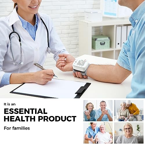 Blood Pressure Monitor Automatic Wrist Blood Pressure Monitors For Home Use Bp Machine Cuff Digital Large Lcd Display 2X99 Readings With Carrying Case, White #TOP6