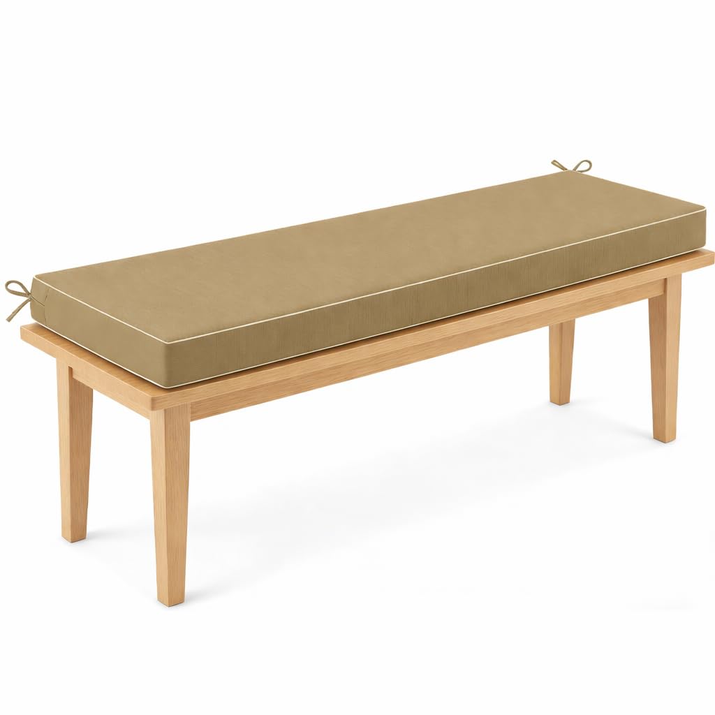 Cuscino per Panca da Esterno Impermeabile 5cm, Seduta Alta Densità per Panchina Giardino e Dondolo, Materassino Antiscivolo Sfoderabile con Lacci, per Veranda e Interno,No14,140x30x5cm