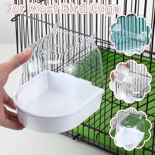 Image of Honeydak 3 Pieces Clear Bird Bath for Cage Parakeet Bird Cage Accessories Hanging Bath Box Parrot Bathing Tub with Clear View for Cockatiel Conure Canary Budgies Parrots(Bright Colors)