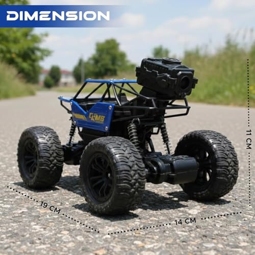 Image of Remote Control Rock Crawler Monster Truck for Kids with Mist Spray & Smoke Effect | Rechargeable Off-Road All Terrain RC Car with Spring Shockers | High Speed Climbing Toy Car (Color As Per Stock)