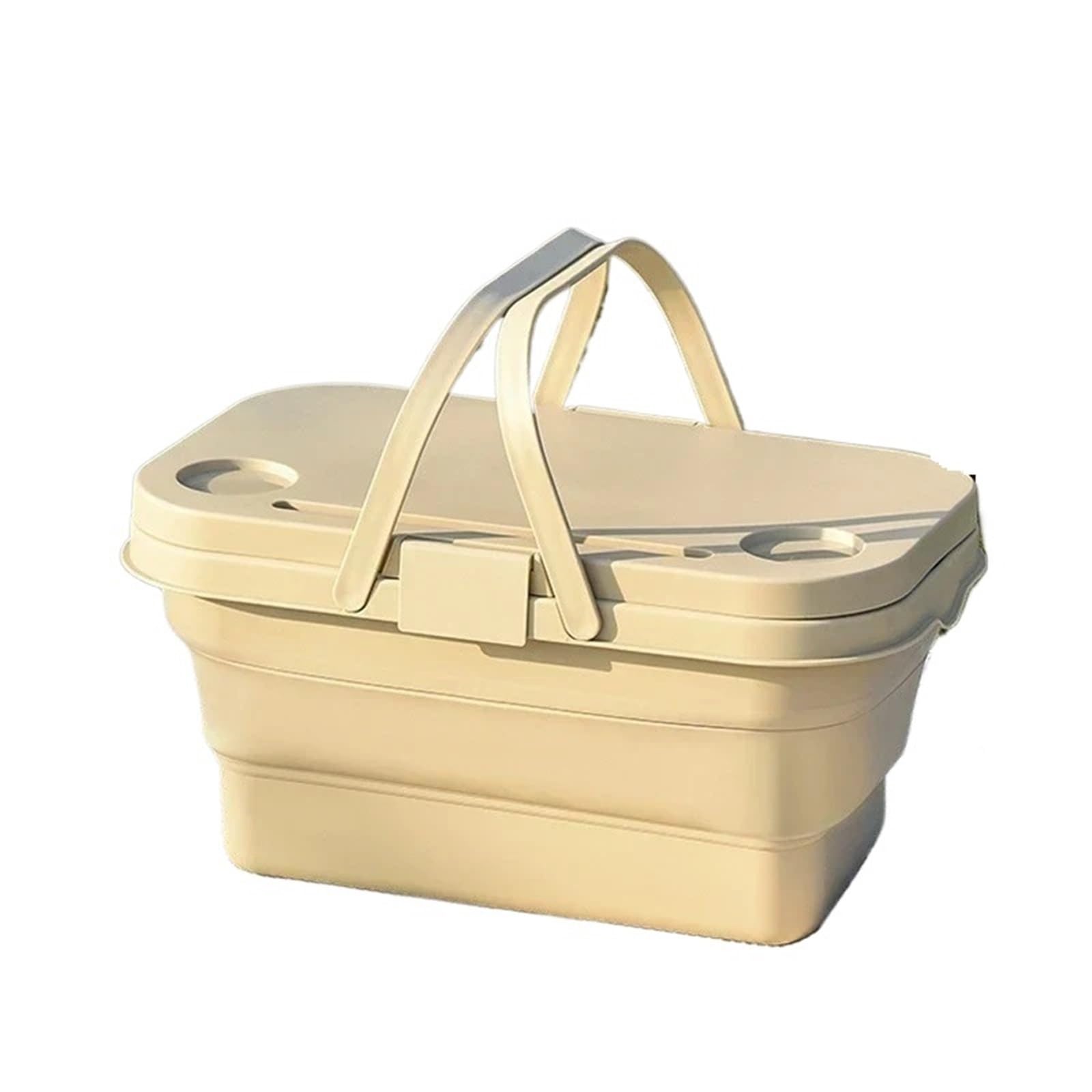 Picnic Basket Large Capacity Portable Outdoor Picnic Basket With Board Foldable Functional Camping And Picnicking Tote(Color 4)