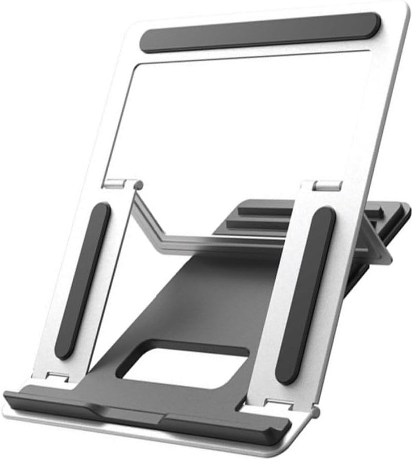 Zerodeko Adjustable Alloy Laptop Stand with Heat Dissipation Notebook Riser for Desk, Portable Multifunctional Computer Storage Shelf, Height Adjustable Silver Laptop Holder for Office