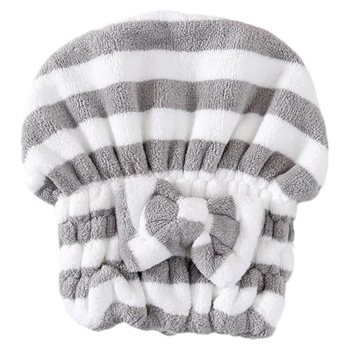 Envoltura de toalla de secado, toalla de secado para el pelo, toalla de pelo de vellón coral | Accesorios de secado, toalla absorbente a rayas para cabello mojado, para cabello rizado y grueso