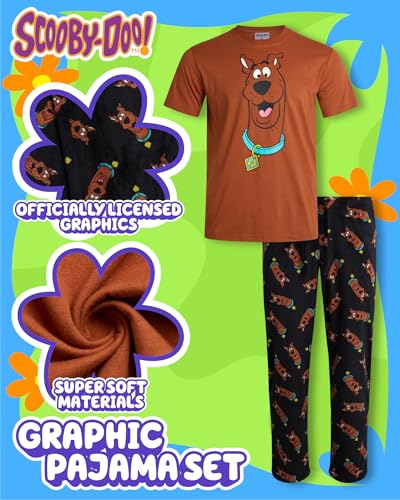 Scooby-Doo Mens Pajamas Set - 2 Piece Cotton Sleep Shirt and Pajama Pants Mens Lounge Sleepwear Set (S-XL)2