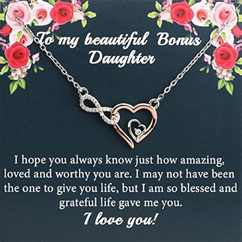 PLITI Bonus Daughter Gift Stepdaughter Jewelry Infinity Heart Pendant To My Beautiful Bonus Daughter Necklace (Bonus Daughter Infinity Heart necU) Cover
