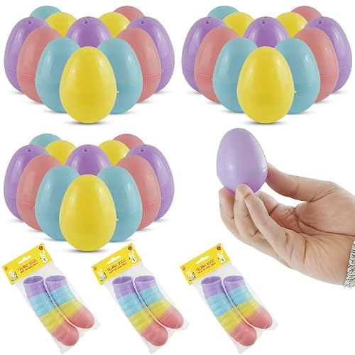 SRVertex 36PCs Colorful Plastic Easter Eggs 5.5cm/2.17" - Fillable Empty Eggs Bulks for Easter Egg Hunt Event, Easter Basket Stuffers, Pastel Eggs for Kids Gift