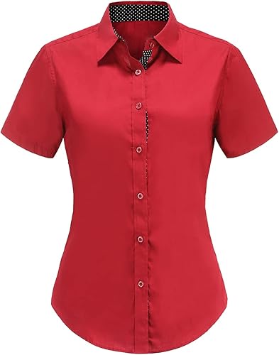 Women Short Sleeve Button Down Shirts Cotton Camisa Manga Corta para Mujer
