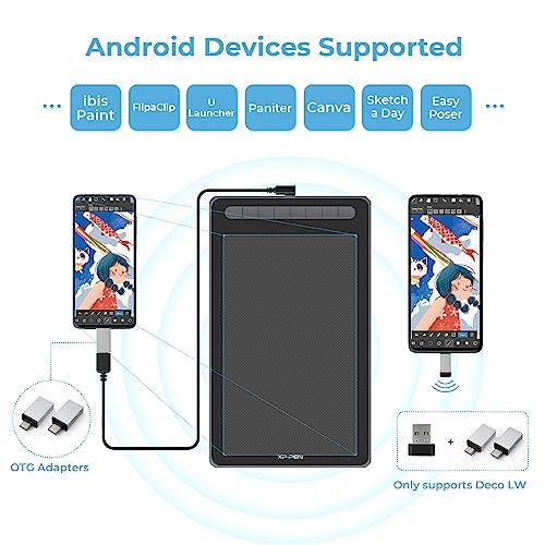 Image of XP-PEN Wireless Drawing Tablet Deco LW 10x6In Bluetooth Graphic Tablet with Battery-Free X3 Digital Stylus Wireless Drawing Pad Compatible with Chrome, Windows 11, Linux, Mac, and Android(Black)
