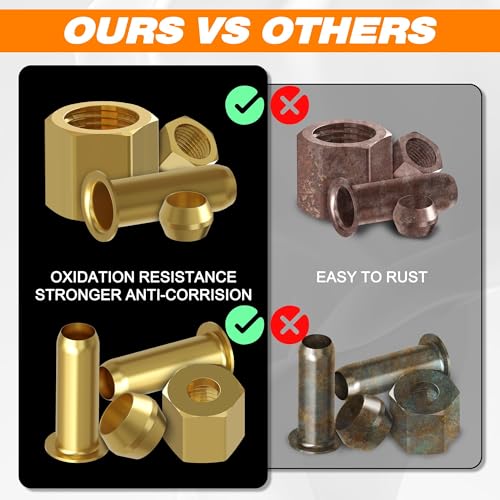 Hasaomoi H-RP-7001-03-T8-140 140Pcs Compression Fittings Assortment Kit - 1/4 Inch Of Brass Compression Sleeve Ferrule, Insert And Nuts,Used To Connect Lines thumb #3