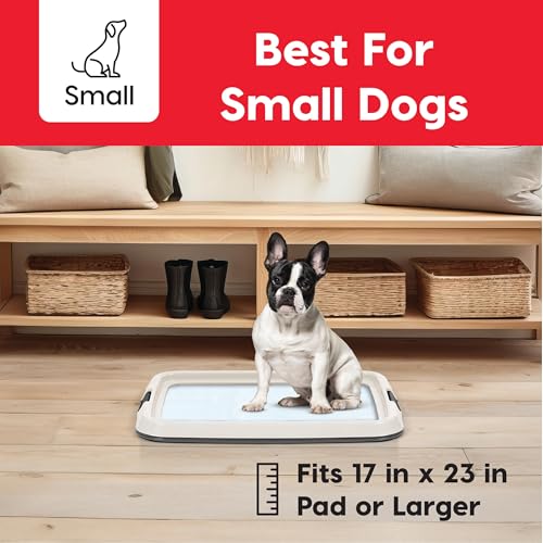 Image of IRIS USA Pee Pad Holder for Dogs and Puppies, Potty Training Tray with Secured Latches, Non-Skid Feet, Leak Protection, Easy Clean Surface, Fits 17 inchx 23 inch Puppy Pads Size, Dark Gray