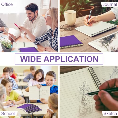 Image of Yahenda 6 Pcs Spiral Notebooks,1 Subject,Wide Ruled, Purple
