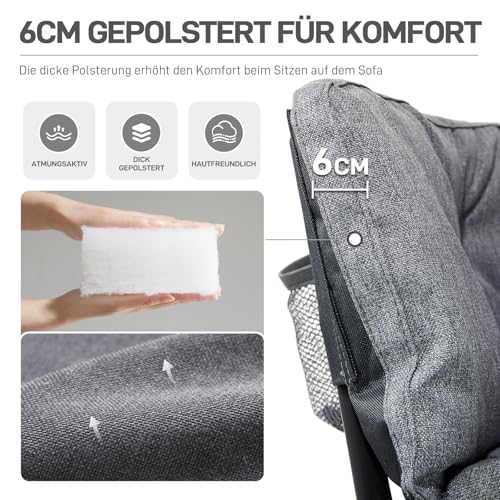 EVER ADVANCED Campingstuhl Faltbar 124CM Breit Campingsofa für 2 Personen Faltsofa 320KG Belastbar, Campingcouch Dick Gepolstert Klappstuhl XXL 2 Sitzer Hohe Lehne für Outdoor Garten Balkon Indoor 4