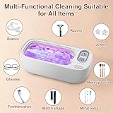 Yalitrca 49kHz Ultrasonic Jewellery Cleaner, Dual-Chamber Cleaner with 4 Modes, Visible Cleaning & Blue Light Sterilization, Portable Rechargeable, Suitable for Jewellery, Glasses, Retainers, Dentures - Image 7
