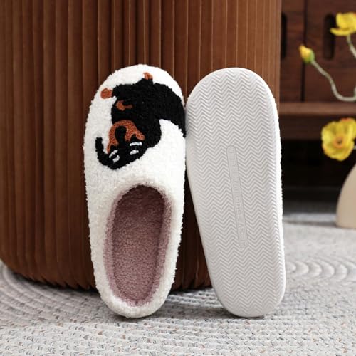 Image of Highland Cow Slippers for Women Plush Scottish Highland Cow Animal Slippers Warm Non Slip Home Indoor Slippers