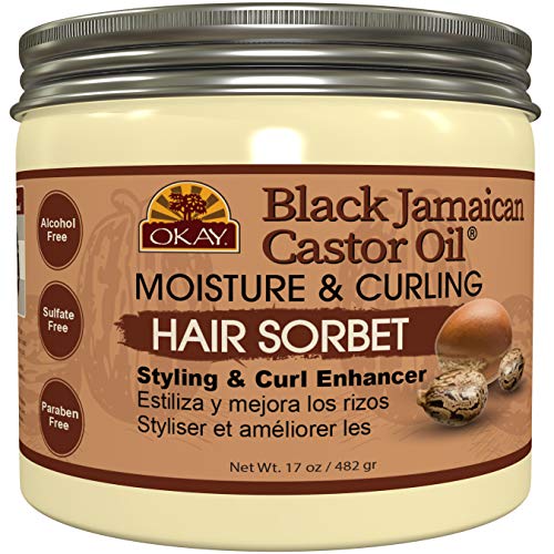 Okay black jamaican castor oil moisture & curling hair sorbet, White 17 Ounces