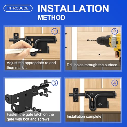 Image of 2 Pack Heavy Duty Slide Bolt Gate Latch with Padlock Hole - Universal Security Lock for Wooden Fence, Metal Gate, Shed Door, Yard Barn, Vinyl Sliding Door - Out /Indoor Waterproof Door Latch