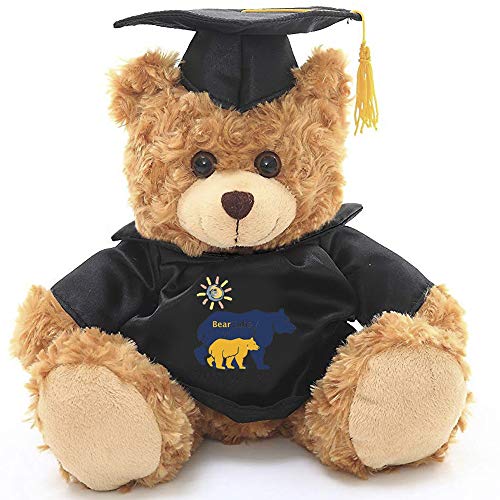 Plushland Plush Stuffed Animal Toys 12 Inches Present Gifts For Graduation Day, Personalized Text, Name Or Your School Logo On Gown, Best For Any Grad School Kids (Black Gown) #TOP1