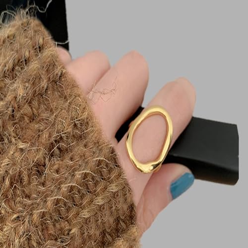 Oval Round Loop Open Statement Ring for Women Fashion 18K Gold Plated Ring Classic Oval Adjustable Ring Minimalist Geometic Circle Wedding Jewelry4