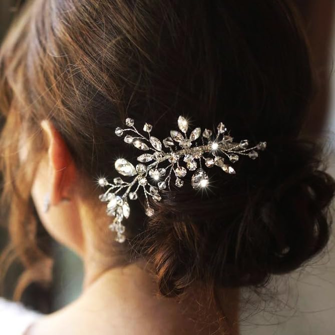 Asooll Bridal Wedding Hair Comb Silver Rhinestone Hair Piece Crystal Hair Accessories for Women - Image 5