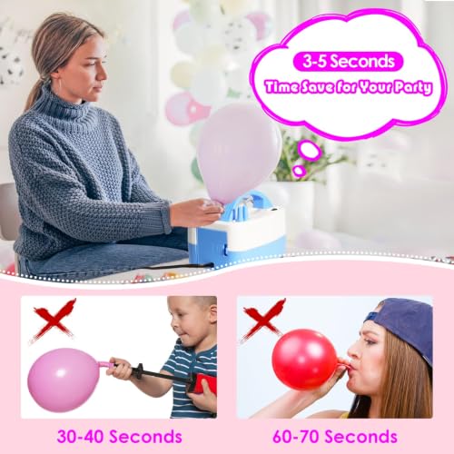 Inflador eléctrico de globos con doble boquilla y herramienta para atar - Inflador portátil para fiestas, revelación de género, baby shower, festividades miniatura 6