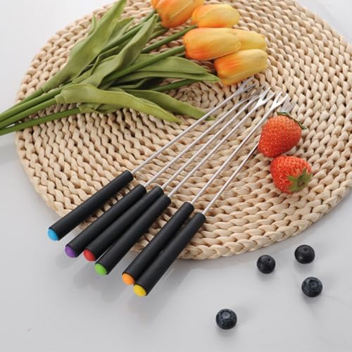 ifundom 6pcs Stainless Steel Fondue Forks, Easy to Clean Chocolate Dipping Forks with Firm Grip for Nuts and Cake Balls, for Parties and Bars — view 5