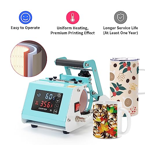 Pyd Life PL12MP-2-UK 110 V Mini Mug Heat Press Machine Mint Green Tumbler Heat Press Machine Touch Screen thumb #3
