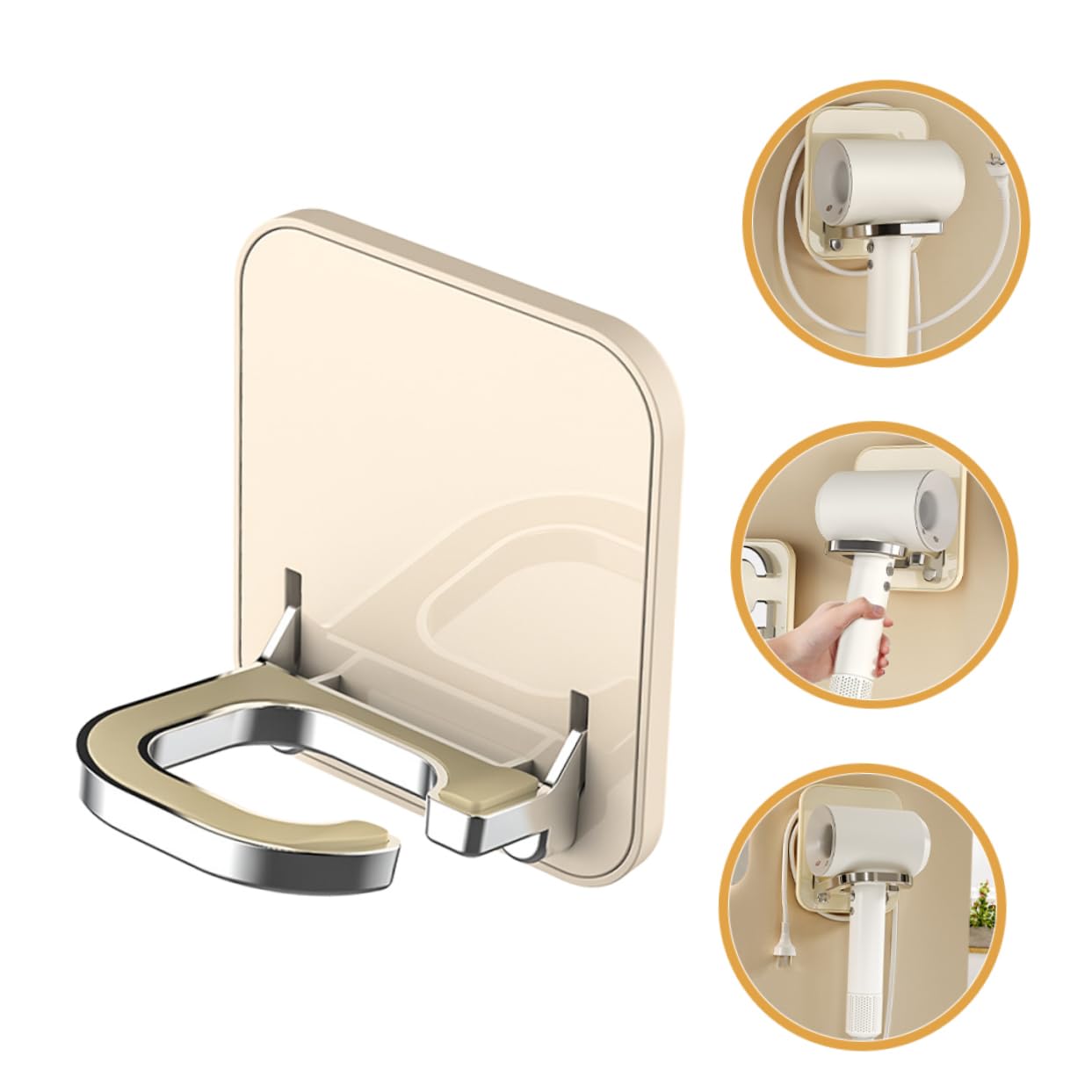 Baluue 4piezas Soporte De Secador De Pelo De Pared Estante Sin Perforación para Baño Organizador De Secador De Cabello Almacenamiento Práctico