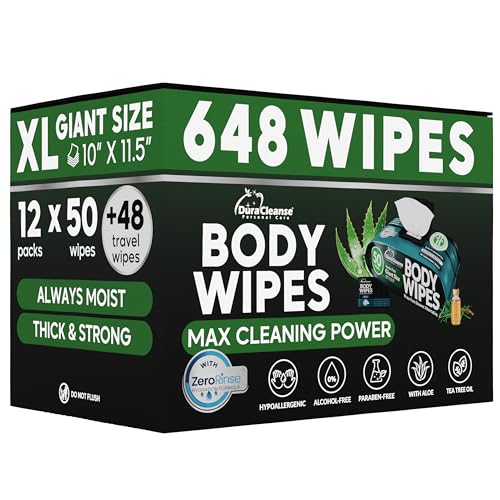 Image of Bulk Body Wipes for Men - Max Clean After Gym - No Rinse XL - 600 Ct 12 Pk