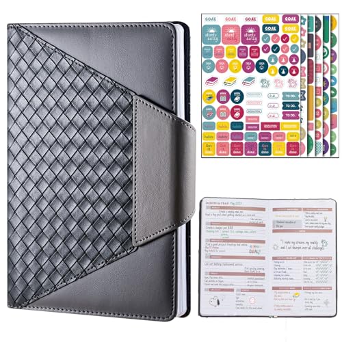 Diary Weekly Planner, Weekly Schedule, Appointment Book, 2023 2024 Diary a5 Notebook For Study, Planning, Diary, 200 Pages/100 Sheets 15 x 21 Cm (Grey)