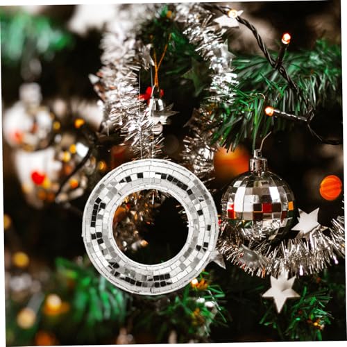 Adorno circular Totority para árbol de Navidad, bodas y fiestas: esfera espejada redonda con acabado reflectante para decoración festiva en casa, KTV y escenario miniatura 6