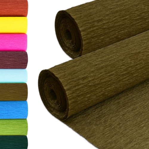 Image of BEISHIDA Dark Brown Crepe Paper Roll, 2 Rolls Crepe Paper Sheet for Craft