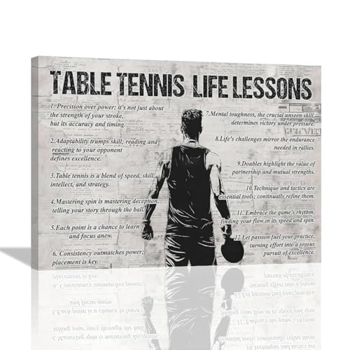 Table Tennis Sports Wall Art Table Tennis Life Lessons Wall Decor Table Tennis Sign Retro Poster Boy Men Motivational Decorations Canvas Print Painting Artwork for Bedroom Living Room Gym 16