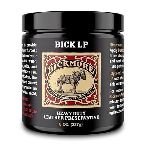 Leather Conditioner Scratch Repair | Bickmore Bick LP 8oz - Heavy Duty LP Leather Preservative | Leather Protector Softener and Restorer Balm for Dry Cracked and Scratched Leather | Made in USA