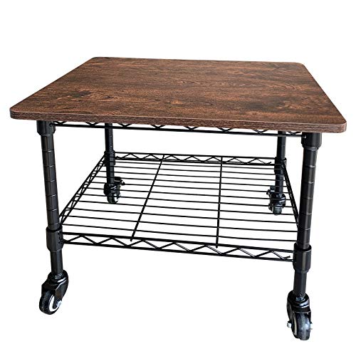 MISSJOY Printer Stand Printer cart Printer Table 2-Shelf Under-Desk Printer Cart on Wheels Durable Furniture-Grade Wood, Metal Frame