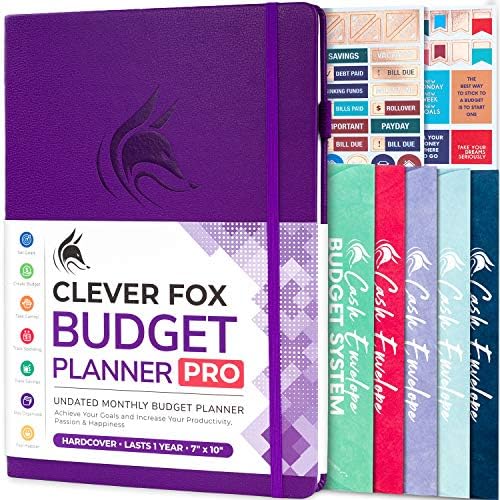 Clever Fox Budget Planner PRO - Financial Organizer + Cash Envelopes. Monthly Finance Journal, Expense Tracker & Personal Account Book, Undated, 18 x 25.5cm - Turquoise