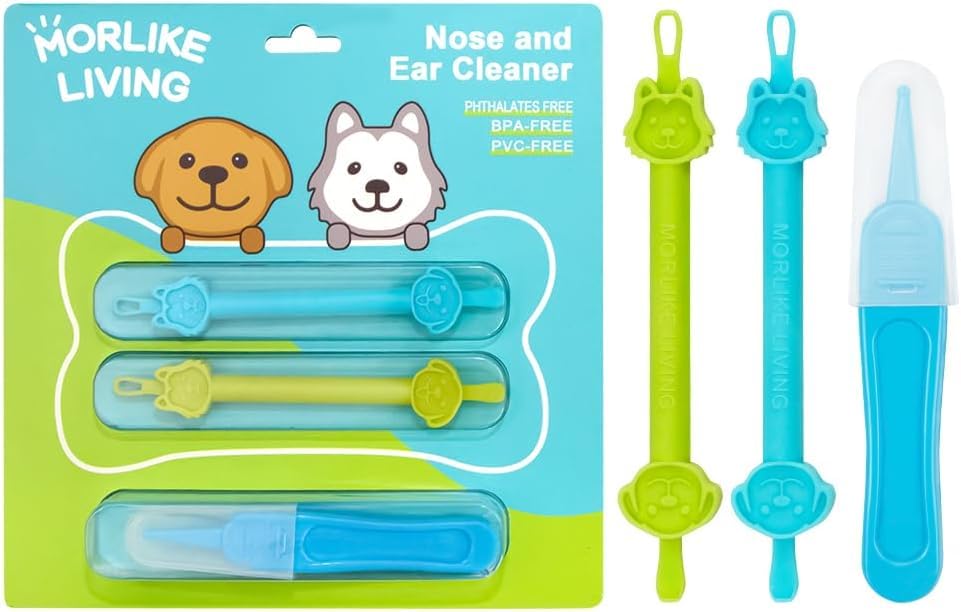 Image of MORLIKE LIVING Baby Nose and Ear Cleaner Tool, Soft Flexible Rubber Nasal Booger Picker for Newborns and Infants, Dual Ear Wax and Snot Remover, Essential Baby Care Products