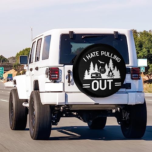 Image of Delerain I Hate Pulling Out Spare Tire Cover with Backup Camera Hole Wheel Protectors Sun Protector Waterproof for Jeep Trailer RV SUV Truck and Many Vehicle(16 Inch for Diameter 29 inch-31 inch)