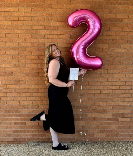 Image of 40 Inch Hot Pink Number 3 Balloon, 3rd Birthday Party Decorations | 40 Inch Hot Pink inflatable foil number balloons, large birthday decorations for 3rd birthday