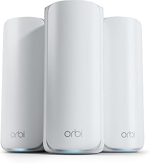 NETGEAR Orbi 770 Series Tri-Band WiFi 7 Mesh System (RBE773), 3-Pack: 1 Router + 2 Satellites, Up to 8,000 sq. ft., 100 De...
