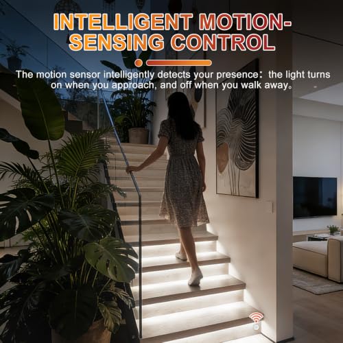 Image of Smart Motion Sensor Stair Lights,16 Step COB Strip Kit with App Remote