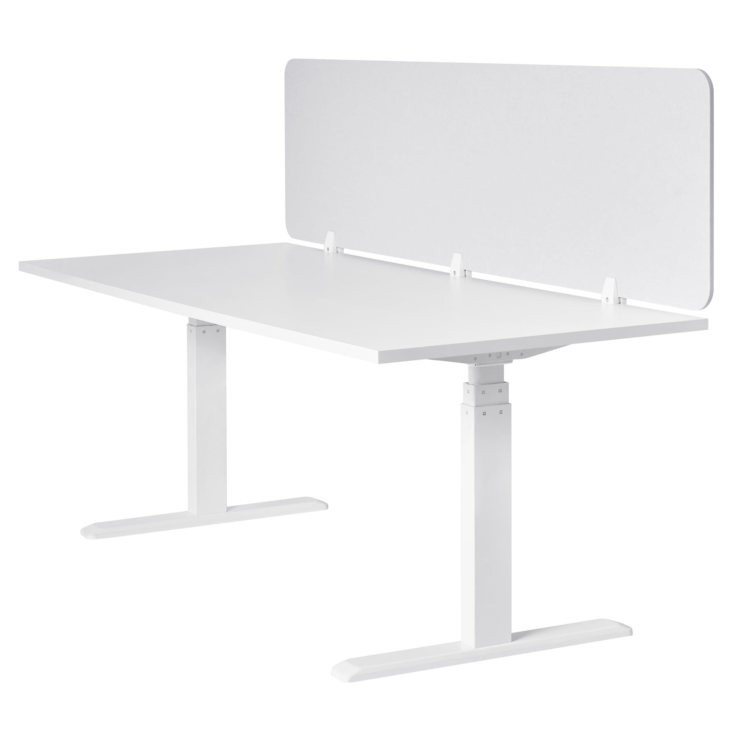 Beliani Schreibtisch Trennwand Akustik Polster cremeweiß 180 x 50 cm Schallschutz Split