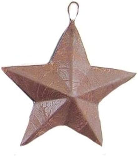 CWI Gifts Juego de adornos de estrella de granero de 12 piezas, 3.5 pulgadas, oxidado