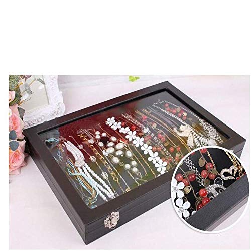 sieraden rek 20 Haken Ketting Lade Opbergdoos Sieraden Display Stapelbare Glas Top Afsluitbare Zwarte Fluwelen Dozen… - Afbeelding 6