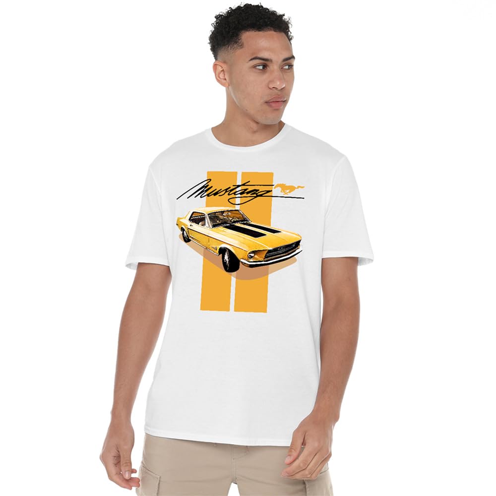 Ford Men's White Mustang Stang Stripes T-Shirt in Size 2XL, Sports Direct